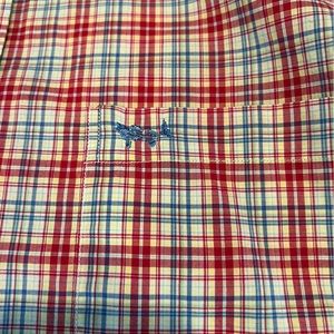 Coastal Cotton men’s red plaid long sleeved button down shirt - size large
